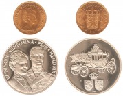 Netherlands - Gouden Vijfjes en Tientjes met extra's - 10 Gulden 1917 - Goud - PR - in cassette met zilv. penning