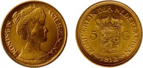 Netherlands - Naslagen - 5 Gulden 1912 - Goud naslag 2,64 gram - PR