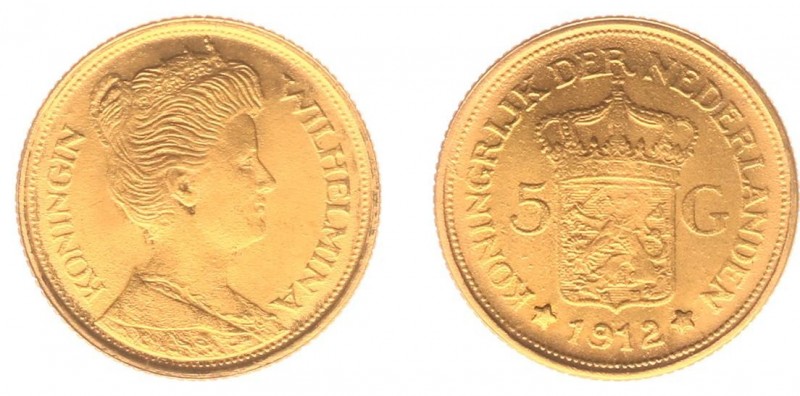 Netherlands - Naslagen - 5 Gulden 1912 - Goud naslag 2,7 gram - PR