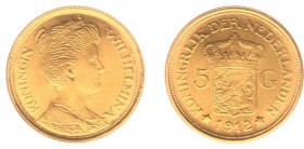 Netherlands - Naslagen - 5 Gulden 1912 - Goud naslag 2,7 gram - PR