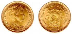 Netherlands - Naslagen - 5 Gulden 1912 - Goud naslag 2,8 gram - UNC
