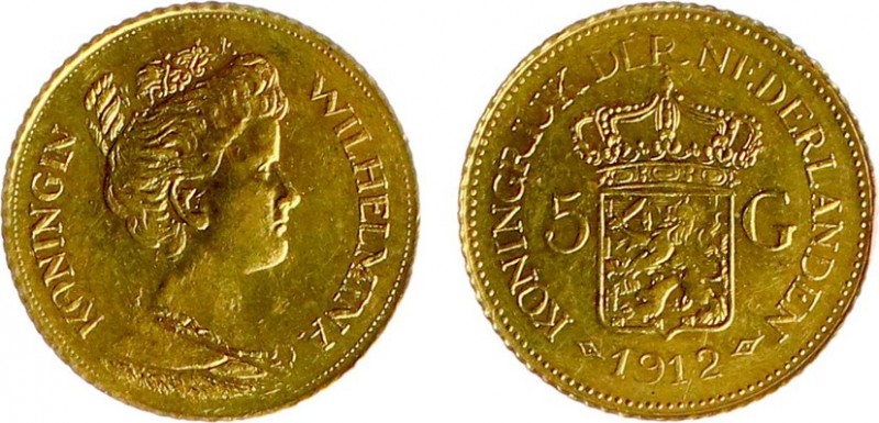 Netherlands - Naslagen - 5 Gulden 1912 - Goud naslag 2,88 gram - ZF