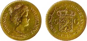 Netherlands - Naslagen - 5 Gulden 1912 - Goud naslag 2,88 gram - ZF