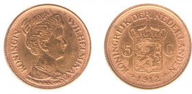Netherlands - Naslagen - 5 Gulden 1912 - Goud naslag 3 gram - ZF