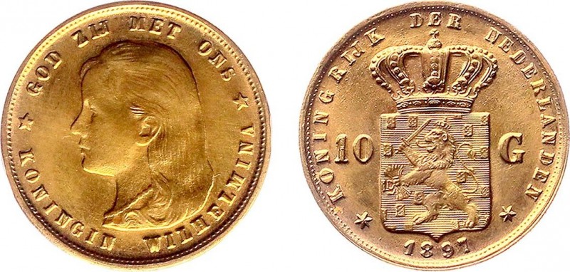 Netherlands - Naslagen - 10 Gulden 1897 - Goud naslag 5,90 gram - UNC