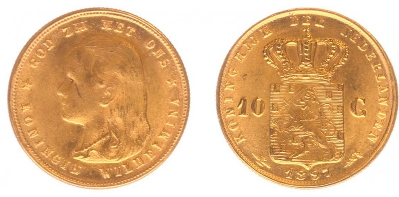 Netherlands - Naslagen - 10 Gulden 1897 - Goud naslag 6,75 gram - PR