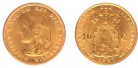 Netherlands - Naslagen - 10 Gulden 1897 - Goud naslag 6,75 gram - PR