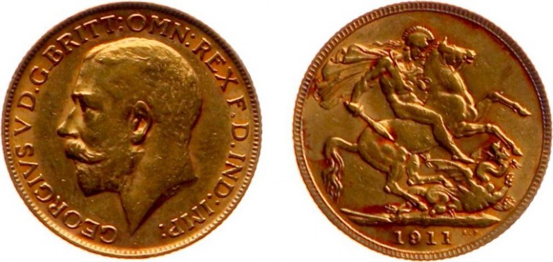 England - Sovereign 1911 (KM820, S.3996, Fr.404) - Goud - F/ZF