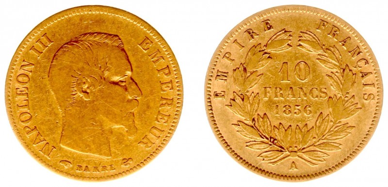 France - 10 Francs 1856-A (KM784.1, Gad.1014, Fr.577) - Goud - F/ZF