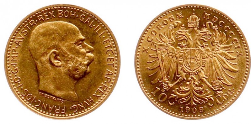 Austria - 10 Corona 1909 (KM2815, Fr.512) - Goud - UNC