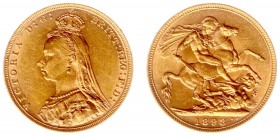 Australia - Victoria (1837-1901) - Sovereign 1893-M (KM13, S.3875, Fr.24) - Obv: Old veiled bust left / Rev: St. George slaying the dragon - Gold - a....