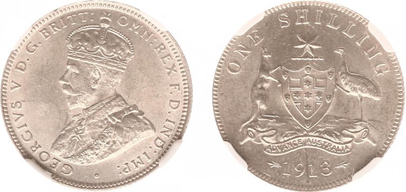 Australia - George V (1910-1936) - Shilling 1913 (KM26) - Obv: Crowned bust left...