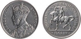Australia - George V (1910-1936) - Florin nd. (1934) - Centennial of Victoria and Melbourne (KM33) - Obv: Crowned bust left / Rev: Horse prancing left...