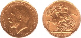 Australia - George V (1910-1936) - Sovereign 1928-M (KM29, S.3999, Fr.39) - Obv: Head left / Rev: St. George slaying the dragon - Gold - NGC MS62