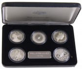 Australia - Elizabeth II (1952- ) - Proofset 1989 - Masterpieces in Silver (KM PS64) cont. 5x 50 Cents 1989 (KM99a, 127-130) - Proof in orig. box with...
