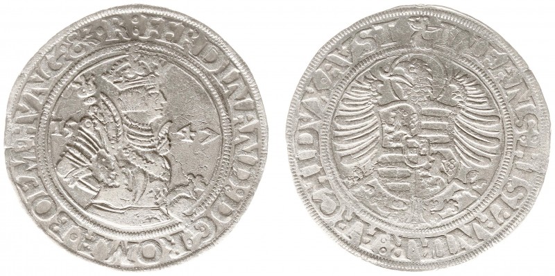 Austria - Empire - Ferdinand I (1521-1564) - Taler 1547, Joachimstal, mm. Ruppre...