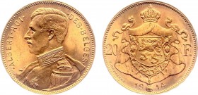 Belgium - Albert I (1909-1934) - 20 Francs 1914-FR (KM78, Morin281, Fr.423) - Goud - PR