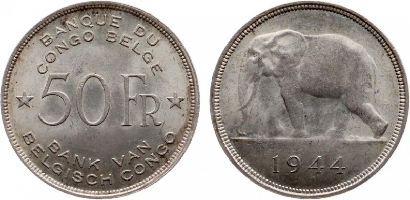 Belgisch Congo - Leopold III (1934-1950) - 50 Francs 1944 (KM27, Morin99) - Obv:...