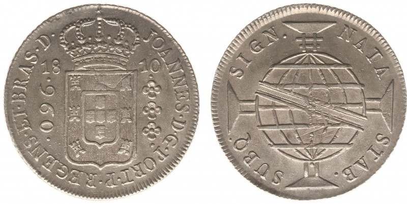 Brazil - João (1799-1818) - 960 Reis 1810-R (KM307.3, LMB420) - Obv: Crowned arm...