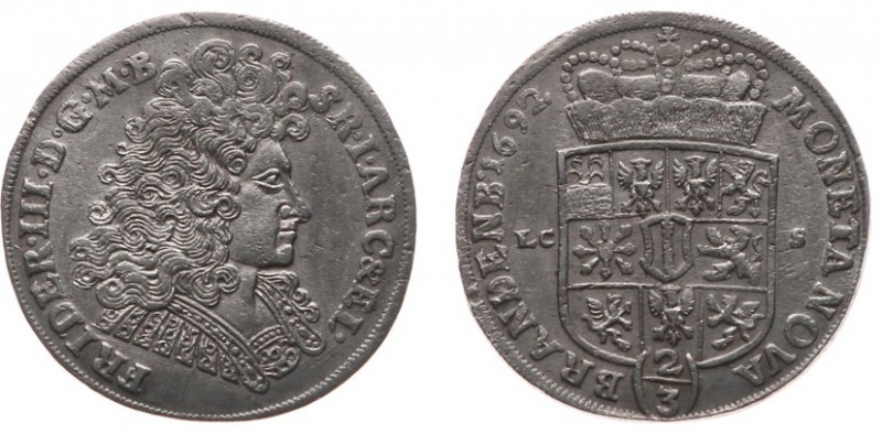 Deutschland - Staaten - Brandenburg - Friedrich III (1688-1701) - 2/3 Taler 1692...