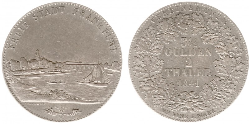 Deutschland - Staaten - Frankfurt - 2 Taler (3½ Gulden) 1841 (KM326, AKS3, Kahnt...