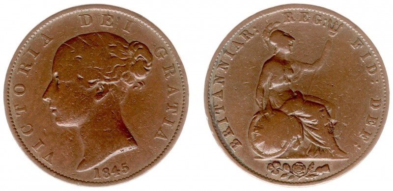 England - House of Hanover (1714-1901) - Victoria (1837-1901) - Halfpenny 1845 (...