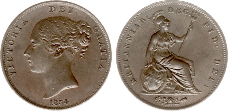 England - House of Hanover (1714-1901) - Victoria (1837-1901) - Penny 1854 - orn...