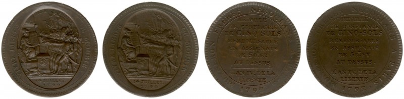 France - Token Coinage - Monneron Frères - 5 Sols 1790 l'an IV (KM Tn31, Maz.145...