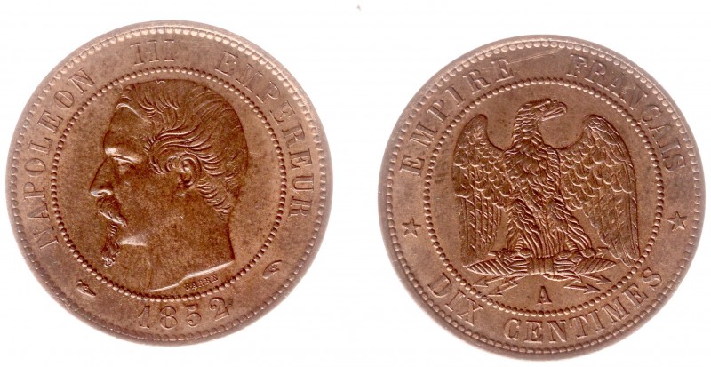 France - Second Empire - Napoleon III (1852-1870) - 10 Centimes 1852-A (KM771.1,...