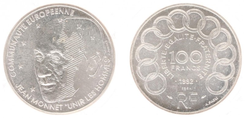 France - Fifth Republic (1959 -) - 100 Francs 1992 - Jean Monnet, ESSAI (KM1120,...