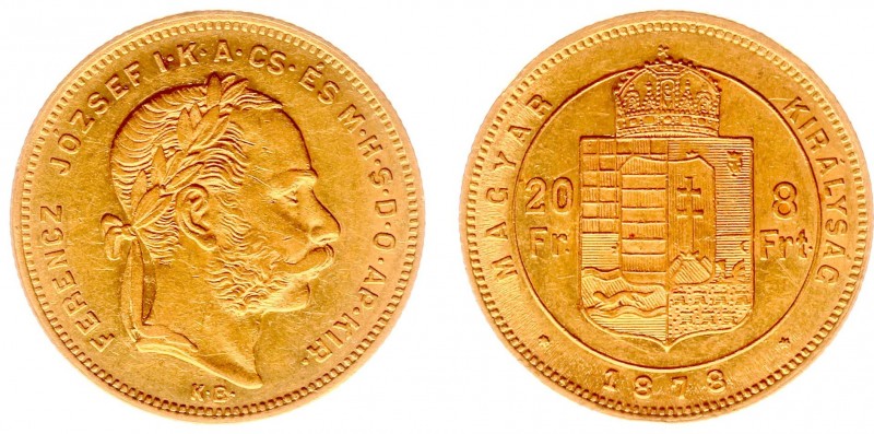 Hungary - Franz Joseph I (1848-1916) - 8 Forint 20 Francs 1878-KB (KM455.1, Fr.2...