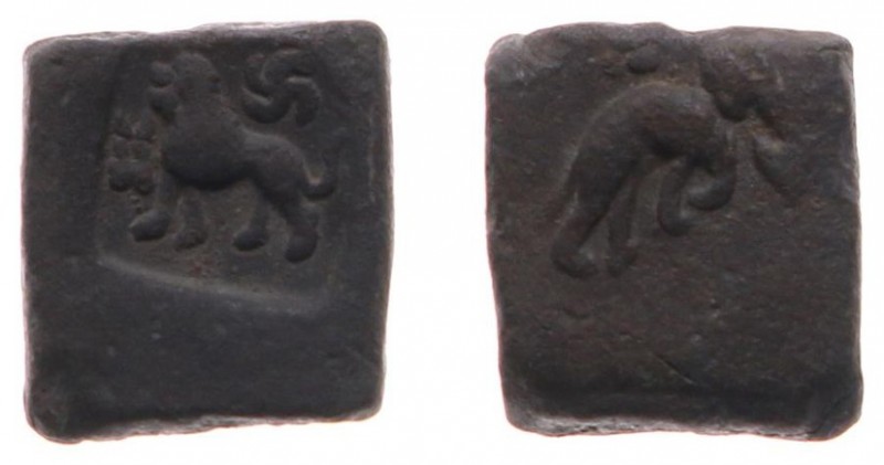 India - Ancient India - Pushkalavati Civic Coinage - Quadrangular AE Karshapana ...