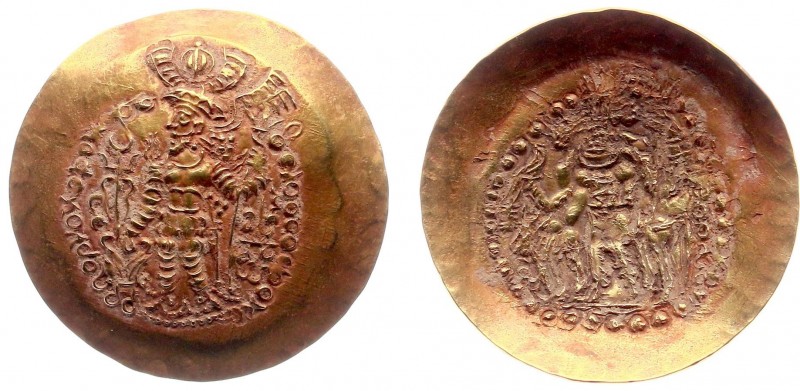 India - Kushano-Sassanian - 4th-5th century - Scyphate AV Dinara nd. (7.80 g.), ...