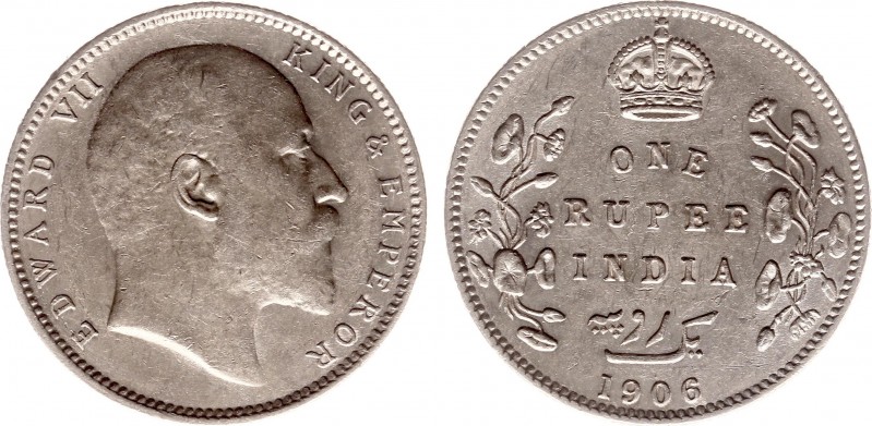 India - British - Edward VII (1901-1910) - Rupee 1906, Calcutta (KM508, SW7.31) ...