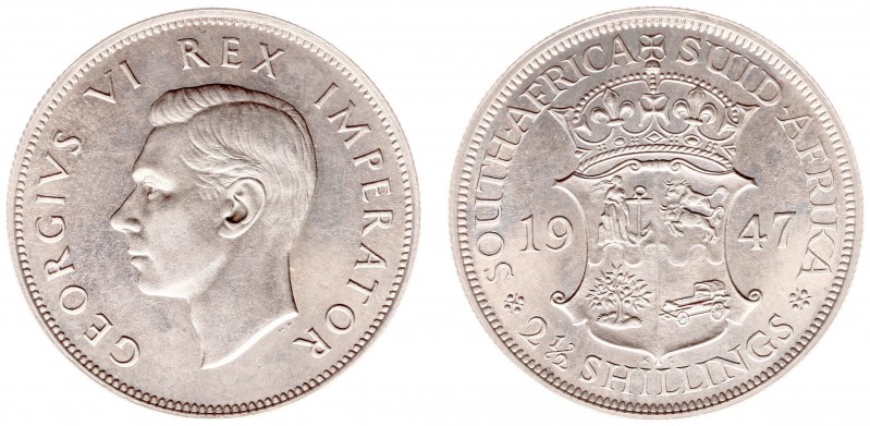 South Africa - George VI (1936-1952) - 2½ Shillings 1947 (KM30, Hern S298) - Obv...