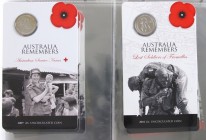 Australia - Album with Australia coins in blisters with 20 Cents (Australia Remembers), various Dollars etc.