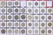 England - Collection silver coins England: Sixpence, Shilling, Florin, Halfcrown and Crown, some 19th but mainly 20th century in album with attractive...