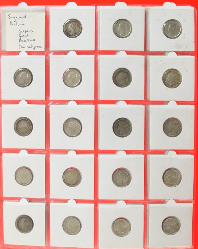 England - Collection Victoria 67x 1½, Three-, Four- and Sixpence, some in except...