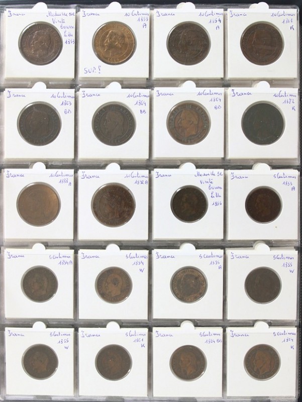 France - Collection 1, 2, 5 and 10 Centimes of the 2nd half 19th cent. a.w 10 Ce...