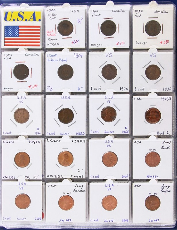 USA - Collection coins USA in album incl. some silver