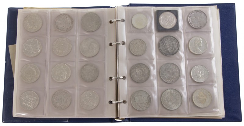 World coins - Collection mainly Crownsize silver world coins in album a.w. Mexic...