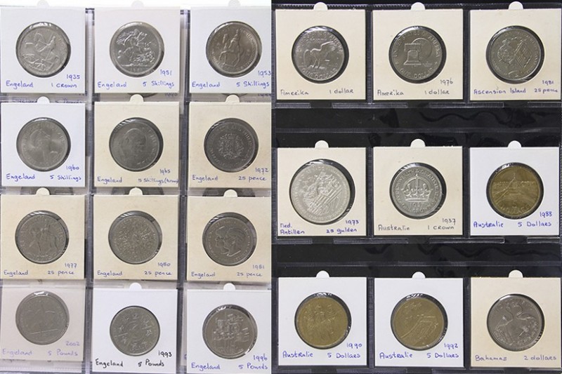 World coins - Interesting collection Crownsize (silver) world coins a.w. Great B...