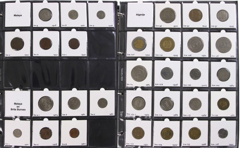 World coins - Collection mainly modern world coins in album of Malaya, Maledives...