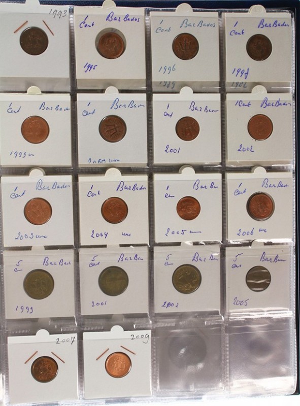 World coins - Collection Aruba, Barbados, Br. Honduras etc. in 2 albums