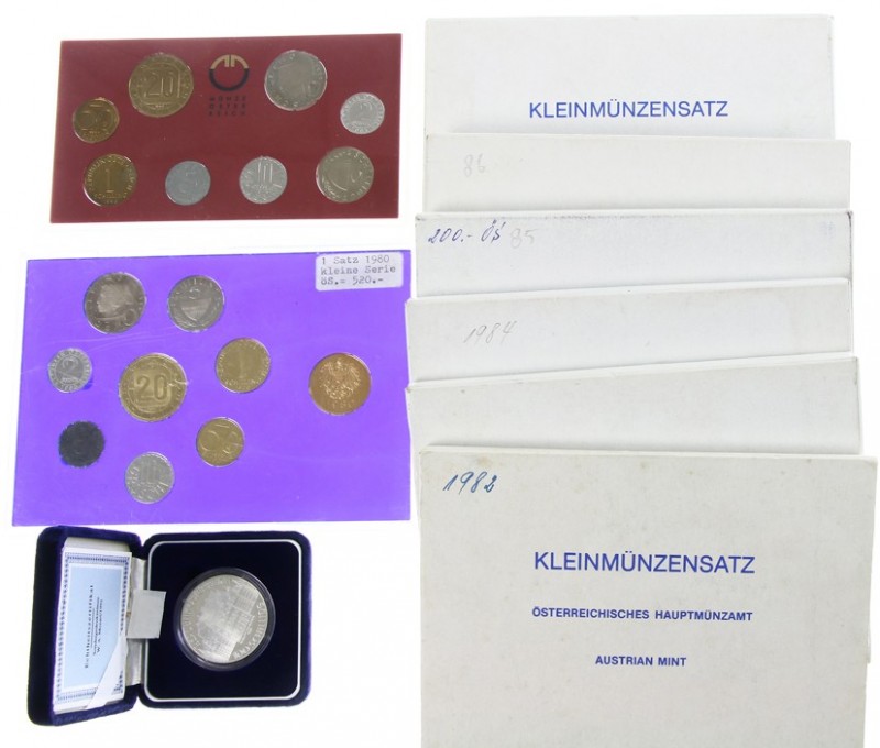 Austria - Lot with Austria Proofsets 1980, 1982-87, BU-set 1983 and Proof 100 Sc...