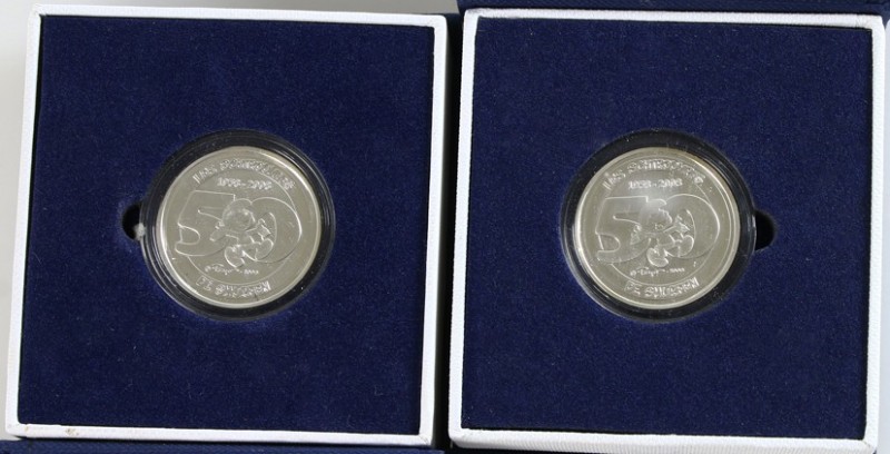 Belgium - Lot with 2x 5 Euro 2008 - Smurf 50th Ann. (KM270) - Proof in orig. box...