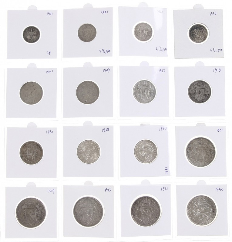 Cyprus - Very interesting lot 16 coins of Cyprus: 3 Piastres 1901, 4½ Piastres 1...