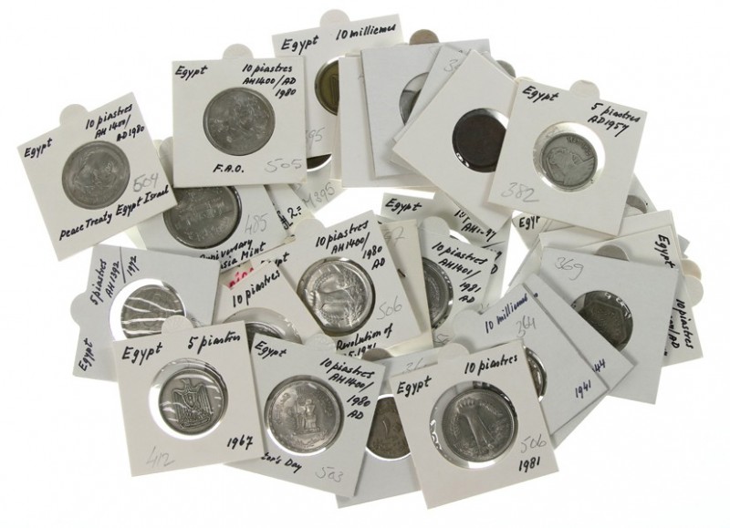 Egypt - Lot with appr. 34 coins of Egypt in box, full description in lot