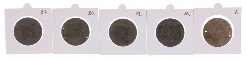 England - Lot of 5 coins used as 'dog tags' in WWI - mostly stamped with name, r...