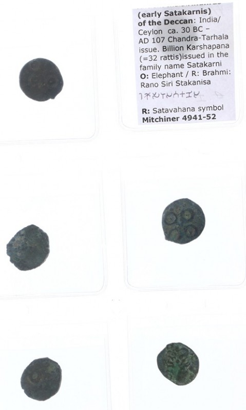 India - Ancient India, Andras (Satavahanas) Potin Karshapana (3) (MAC4941+); Pot...